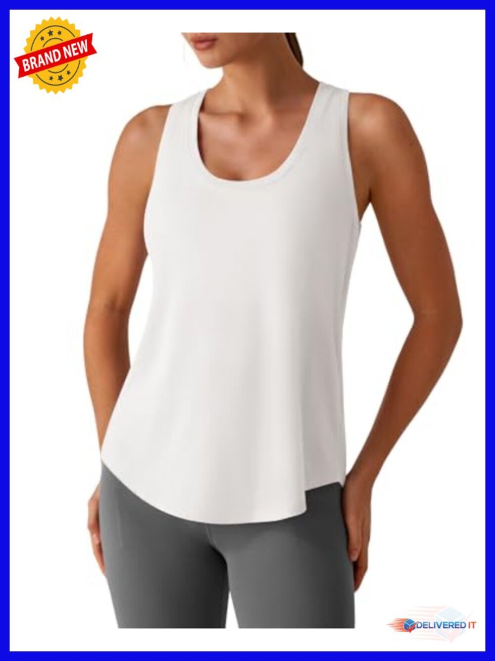 Lyocell Racerback Tank Top Loose Fit Athletic Tank Hip Length Running Gym Top